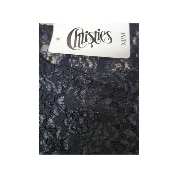 Christies Vintage Black Lace Short Sleeved Scooped Neck Top NWT Women's Size Med - Picture 8 of 10